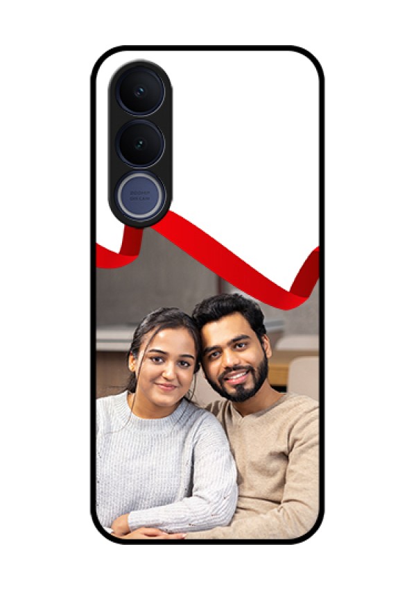 Vivo V70 FE 5G Custom Glass Phone Case - Red Ribbon Frame Design