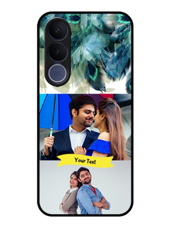 Custom Vivo V70 FE 5G Custom Glass Phone Case - Image With Boho Peacock Feather Design