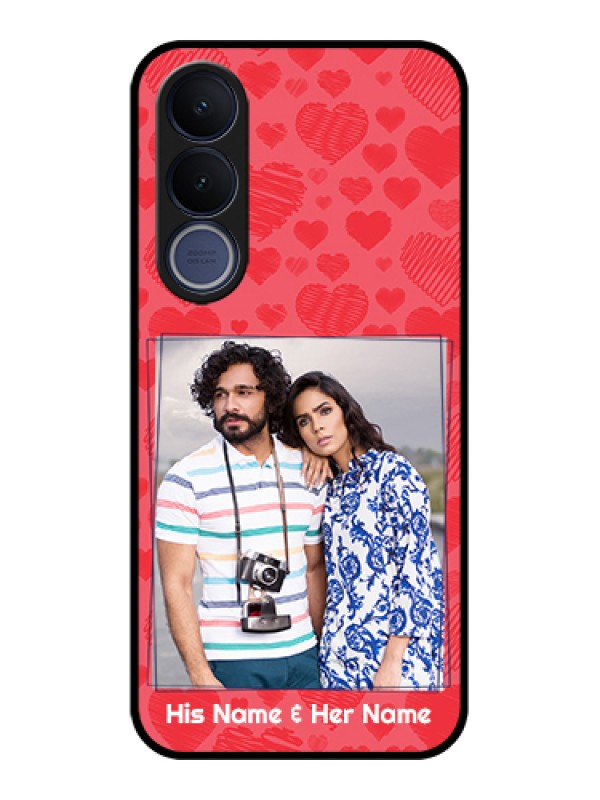 Custom Vivo V70 FE 5G Custom Glass Phone Case - With Red Heart Symbols Design