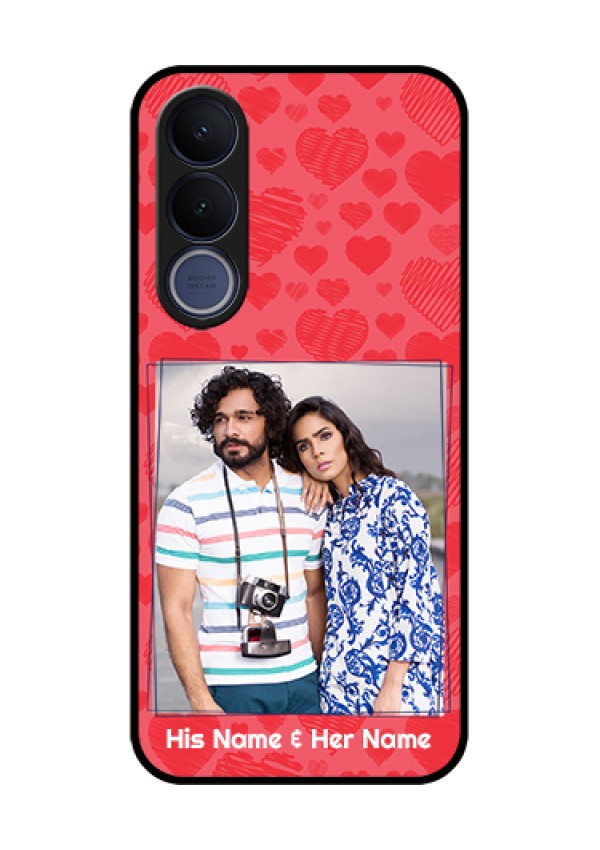 Vivo V70 FE 5G Custom Glass Phone Case - With Red Heart Symbols Design