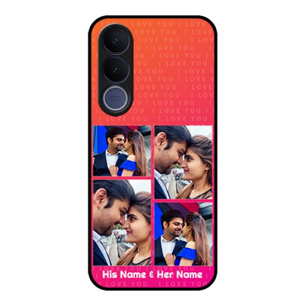 Vivo V70 FE 5G Custom Glass Phone Case - I Love You Pink Design