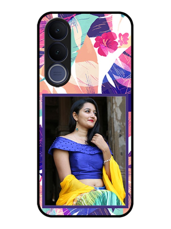 Custom Vivo V70 FE 5G Custom Glass Phone Case - Abstract Floral Design