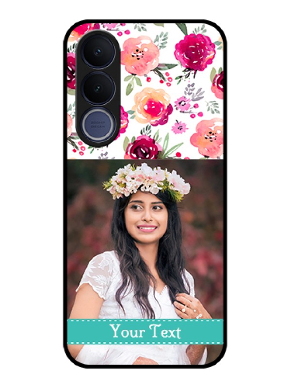 Custom Vivo V70 FE 5G Custom Glass Phone Case - Water Colors Floral Design
