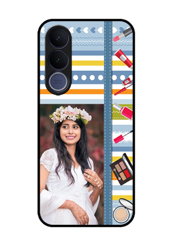 Vivo V70 FE 5G Custom Glass Phone Case - Makeup Icons Design