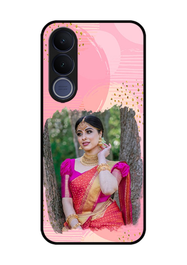 Vivo V70 FE 5G Custom Glass Phone Case - Gold Glitter Splash Design