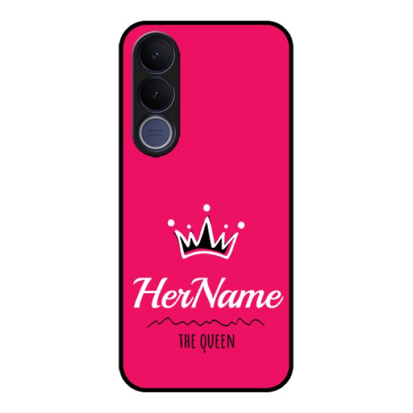 Vivo V70 FE 5G Custom Glass Phone Case - Queen With Name Design Vivo V70 FE 5G Custom Glass Phone Case - Queen With Name Design