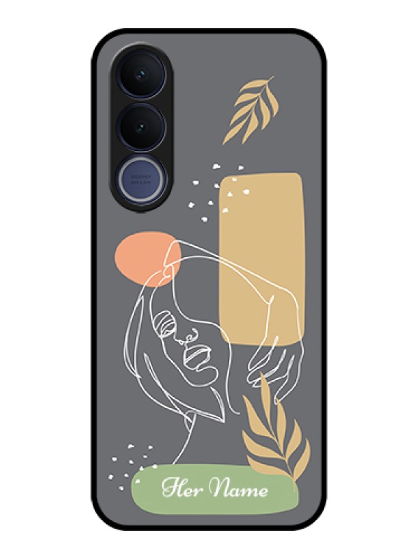 Custom Vivo V70 FE 5G Custom Glass Phone Case - Gazing Woman Line Art Design