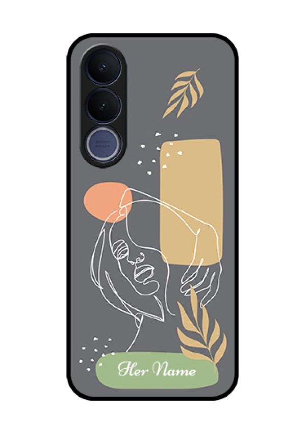 Vivo V70 FE 5G Custom Glass Phone Case - Gazing Woman Line Art Design