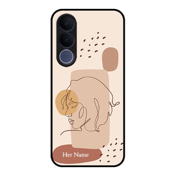 Vivo V70 FE 5G Custom Glass Phone Case - Calm Woman Line Art Design
