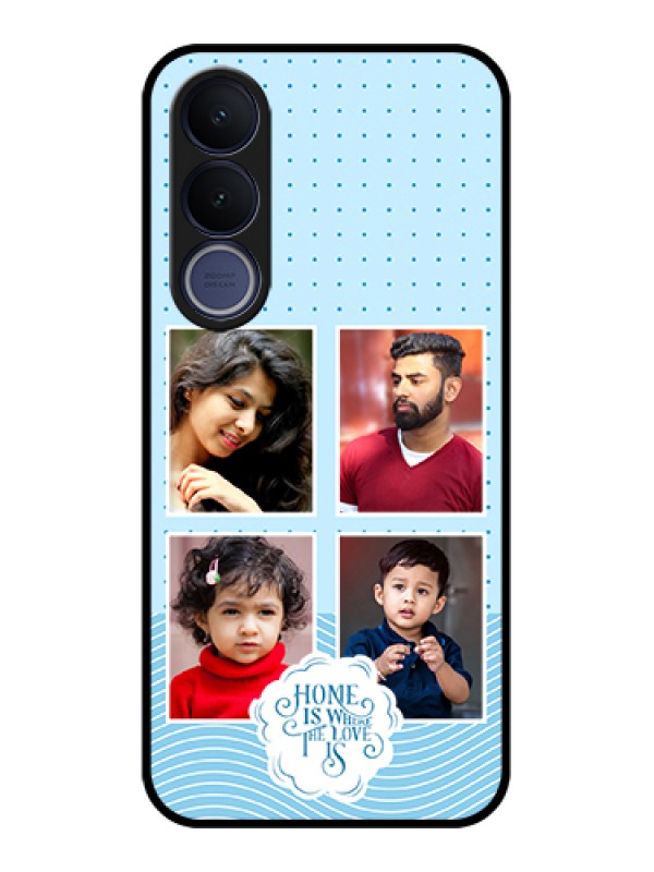 Custom Vivo V70 FE 5G Custom Glass Phone Case - Cute Love Quote With 4 Pic Upload Design