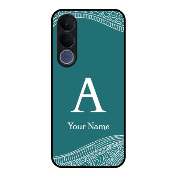 Vivo V70 FE 5G Custom Glass Phone Case - Line Art Pattern With Custom Name Design Vivo V70 FE 5G Custom Glass Phone Case - Line Art Pattern With Custom Name Design