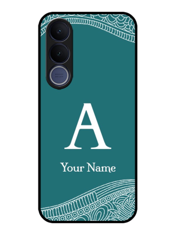 Custom Vivo V70 FE 5G Custom Glass Phone Case - Line Art Pattern With Custom Name Design