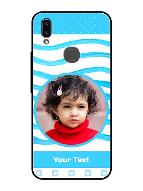 Custom Vivo V9 Pro Custom Glass Phone Case  - Simple Blue Case Design