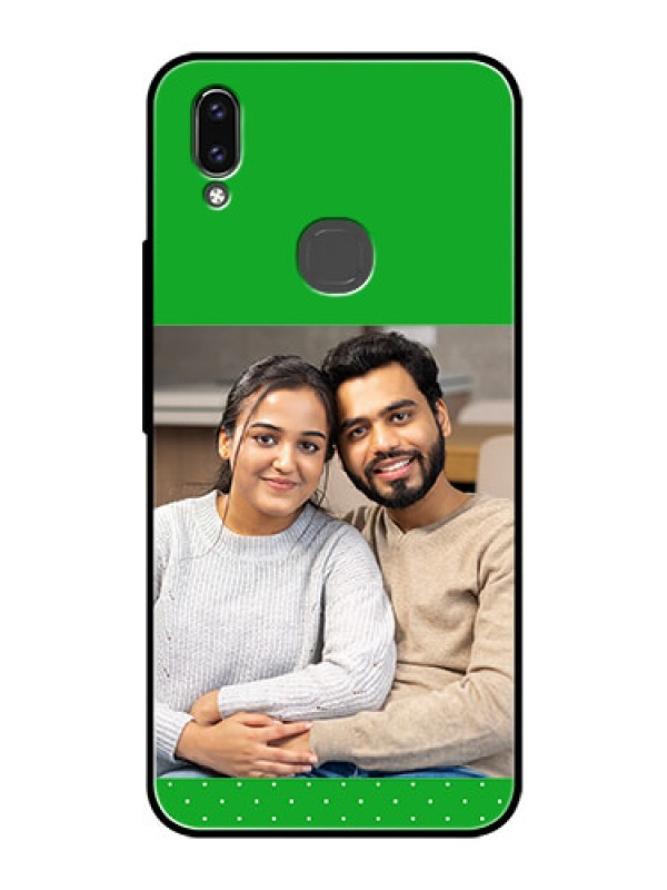 Custom Vivo V9 Pro Personalized Glass Phone Case  - Green Pattern Design