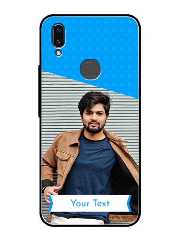 Custom Vivo V9 Pro Photo Printing on Glass Case  - Simple Blue Color Design