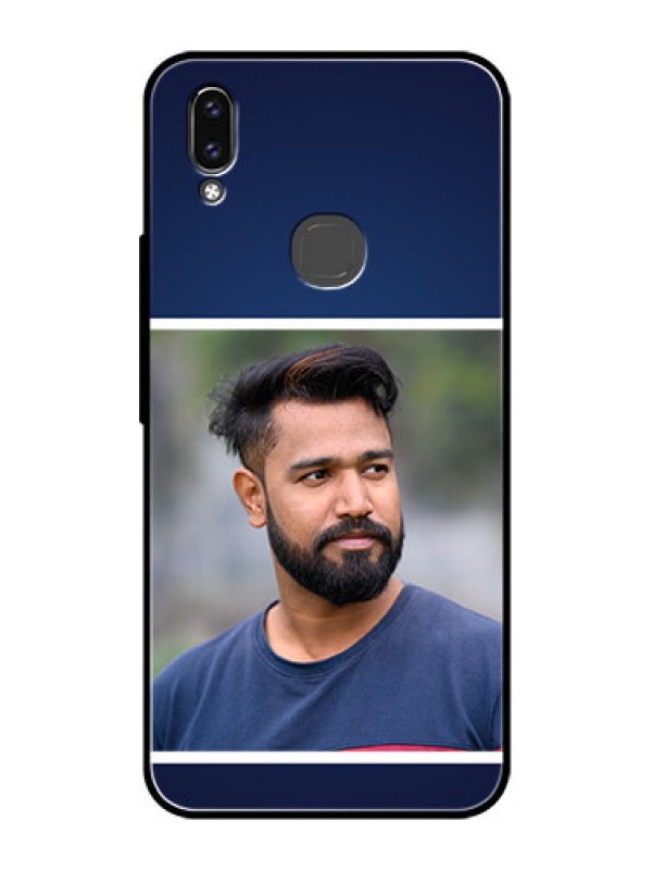 Custom Vivo V9 Pro Personalized Glass Phone Case  - Simple Royal Blue Design