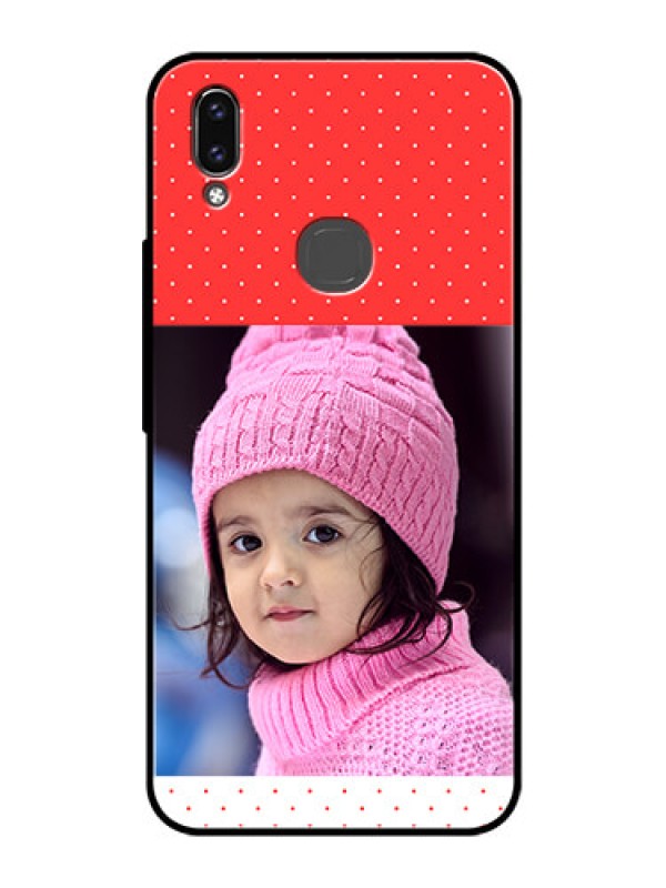 Custom Vivo V9 Pro Photo Printing on Glass Case  - Red Pattern Design