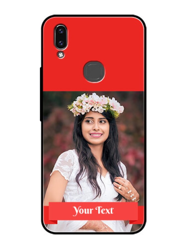 Custom Vivo V9 Pro Custom Glass Phone Case  - Simple Red Color Design