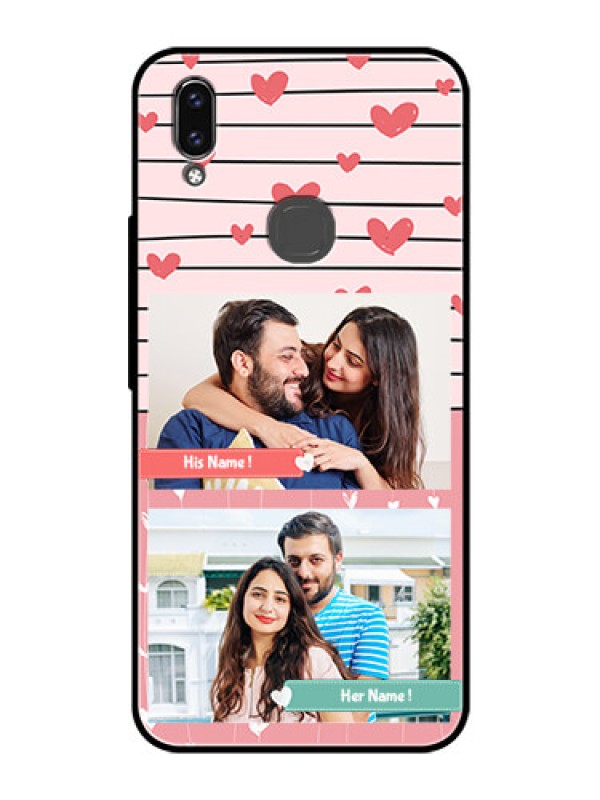 Custom Vivo V9 Pro Custom Glass Mobile Case  - Photo with Heart Design