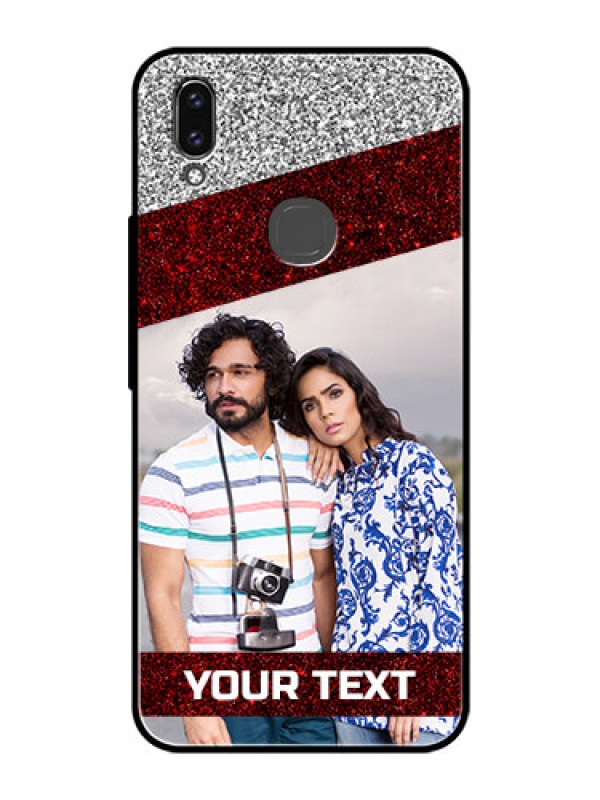 Custom Vivo V9 Pro Personalized Glass Phone Case  - Image Holder with Glitter Strip Design