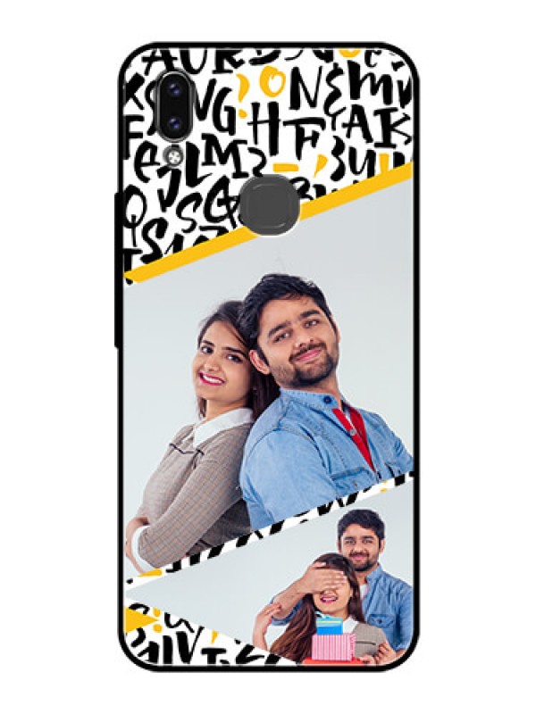 Custom Vivo V9 Pro Custom Glass Mobile Case  - Letters Pattern Design