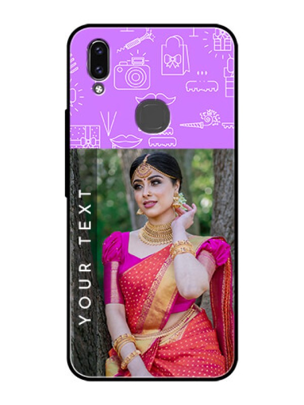 Custom Vivo V9 Pro Custom Glass Mobile Case  - Birthday Icons Design