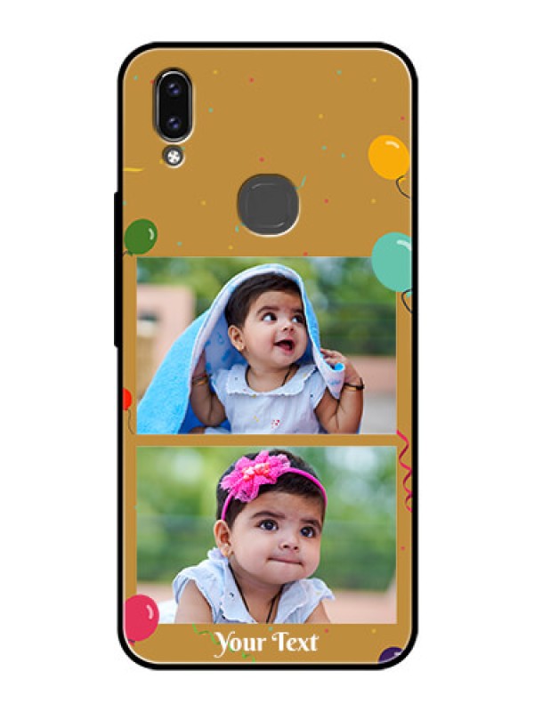 Custom Vivo V9 Pro Personalized Glass Phone Case  - Image Holder with Birthday Celebrations Design