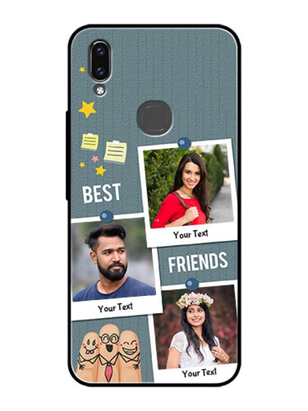 Custom Vivo V9 Pro Personalized Glass Phone Case  - Sticky Frames and Friendship Design