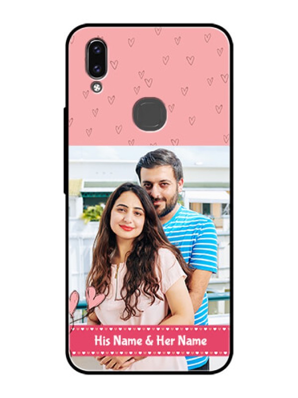 Custom Vivo V9 Pro Personalized Glass Phone Case  - Love Design Peach Color