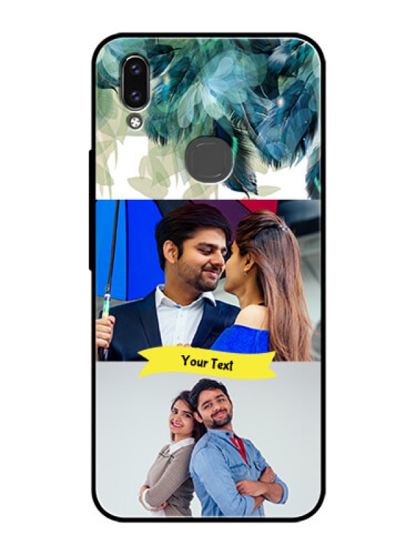 Custom Vivo V9 Pro Personalized Glass Phone Case  - Image with Boho Peacock Feather Design