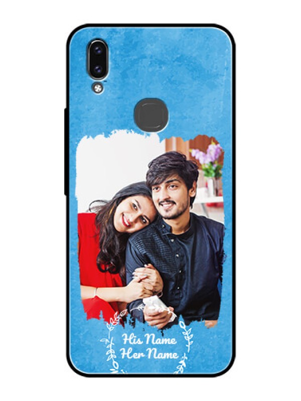 Custom Vivo V9 Pro Custom Glass Phone Case - Blue Color Vintage Design