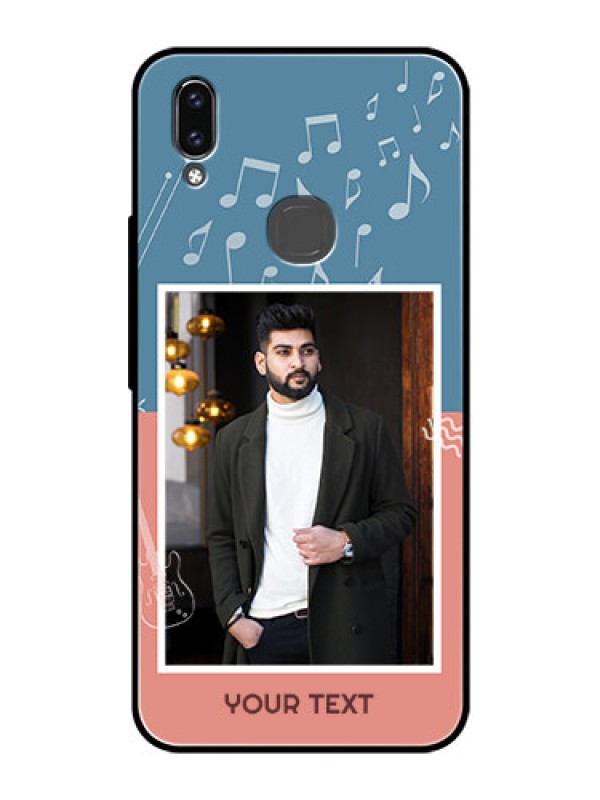 Custom Vivo V9 Pro Photo Printing on Glass Case  - with Color Musical Note Design