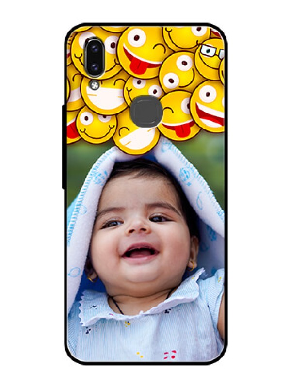 Custom Vivo V9 Pro Custom Glass Mobile Case  - with Smiley Emoji Design