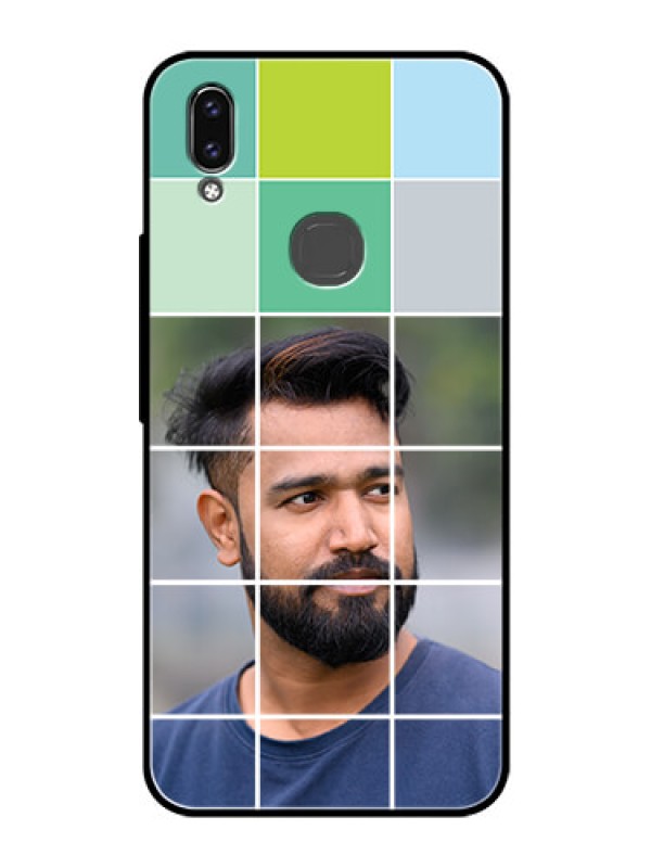 Custom Vivo V9 Pro Photo Printing on Glass Case  - with white box pattern 