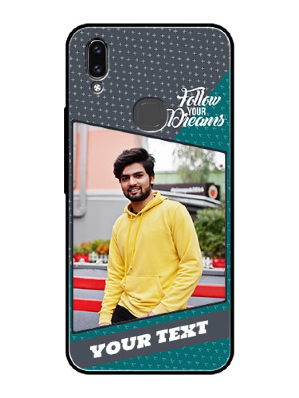 Custom Vivo V9 Pro Personalized Glass Phone Case  - Background Pattern Design with Quote