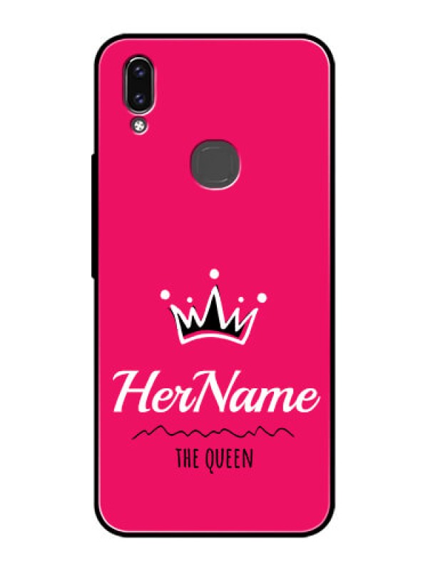 Custom Vivo V9 Pro Glass Phone Case Queen with Name