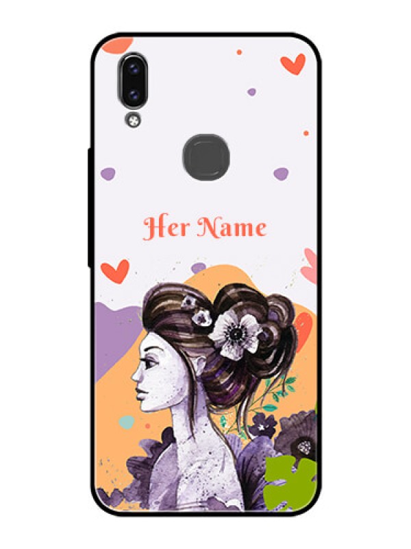 Custom Vivo V9 Pro Personalized Glass Phone Case - Woman And Nature Design