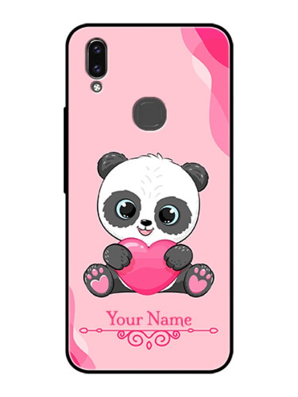 Custom Vivo V9 Pro Custom Glass Mobile Case - Cute Panda Design