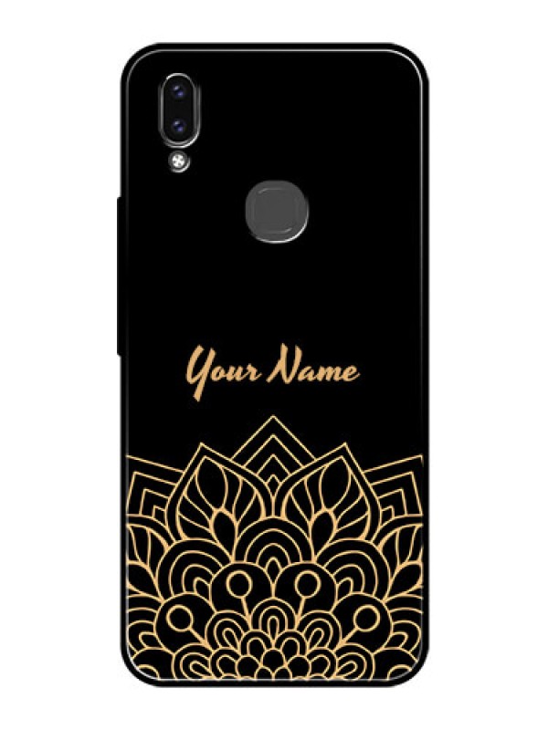 Custom Vivo V9 Pro Custom Glass Phone Case - Golden mandala Design