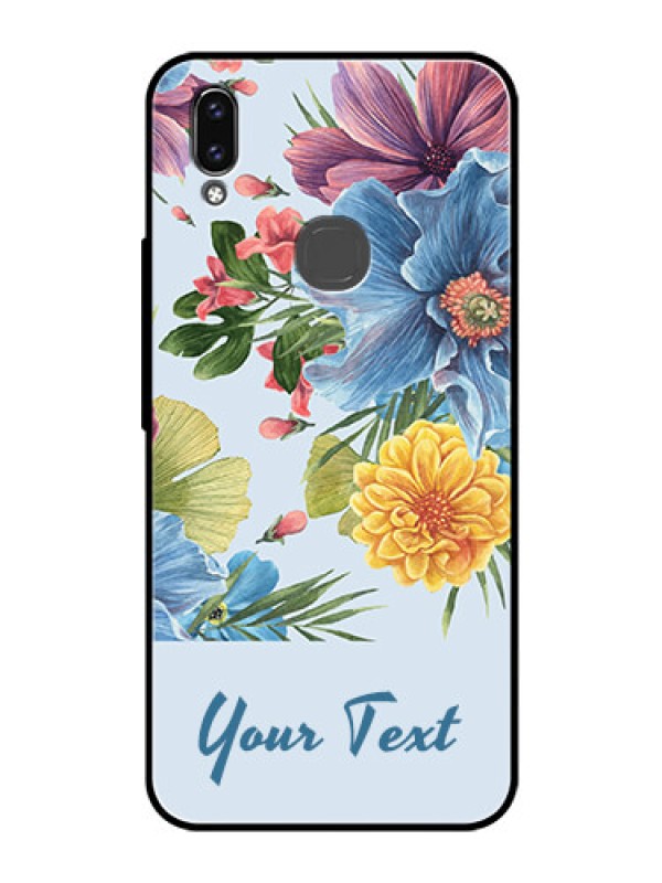 Custom Vivo V9 Pro Custom Glass Mobile Case - Stunning Watercolored Flowers Painting Design