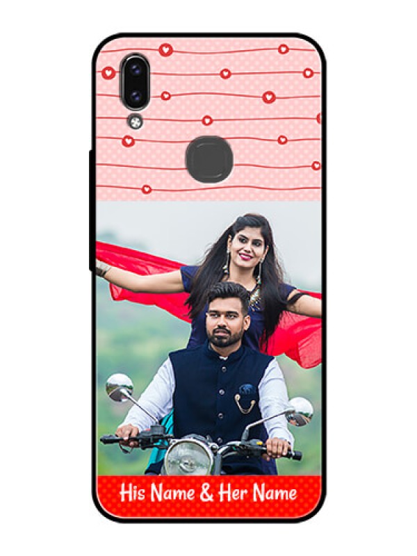 Custom Vivo V9 Youth Personalized Glass Phone Case  - Red Pattern Case Design