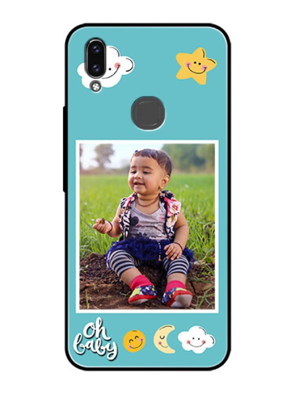 Custom Vivo V9 Youth Personalized Glass Phone Case  - Smiley Kids Stars Design