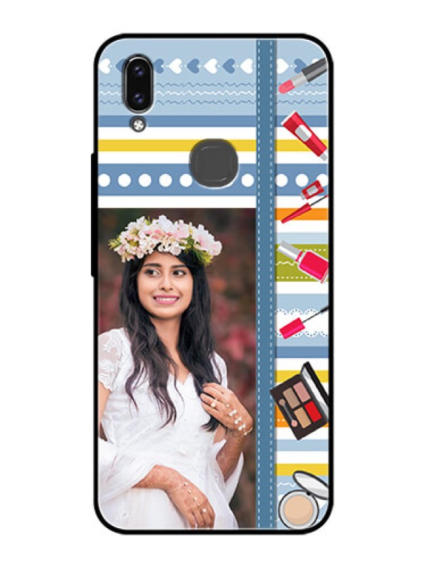 Custom Vivo V9 Youth Personalized Glass Phone Case  - Makeup Icons Design