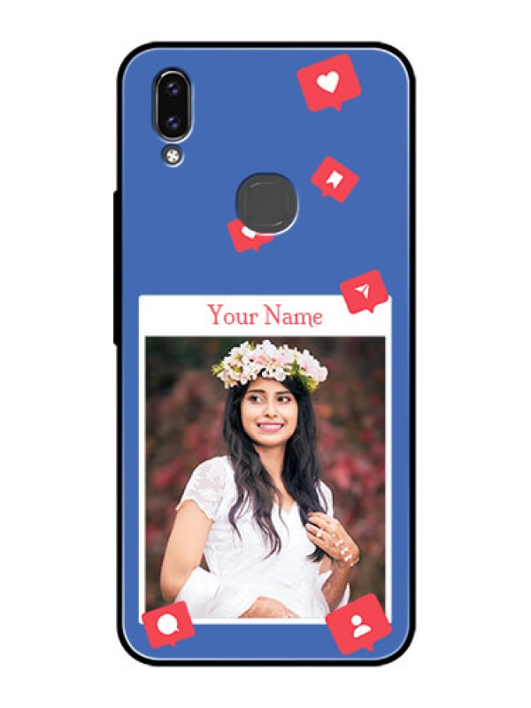 Custom Vivo V9 Youth Custom Glass Phone Case - Like Share And Comment Design