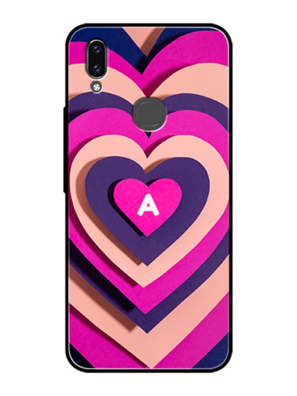 Custom Vivo V9 Youth Custom Glass Mobile Case - Cute Heart Pattern Design
