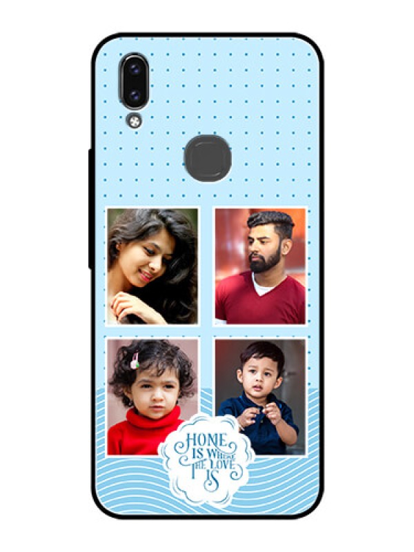 Custom Vivo V9 Youth Custom Glass Phone Case - Cute love quote with 4 pic upload Design