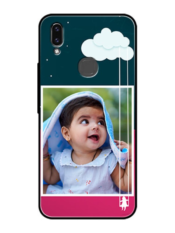 Custom Vivo V9 Custom Glass Phone Case  - Cute Girl with Cloud Design