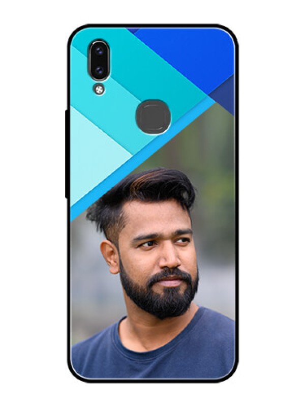 Custom Vivo V9 Custom Glass Phone Case  - Blue Pattern Design
