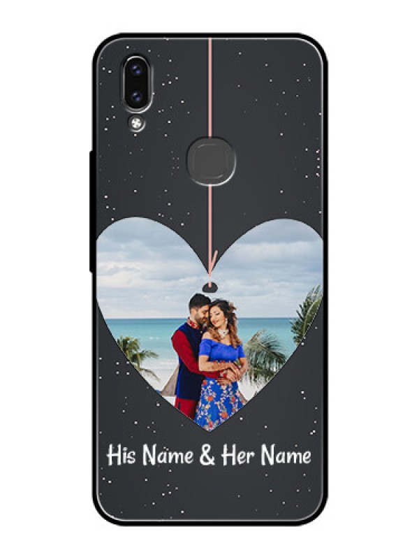 Custom Vivo V9 Custom Glass Phone Case  - Hanging Heart Design