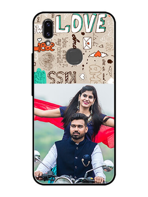 Custom Vivo V9 Custom Glass Phone Case  - Love Doodle Pattern 